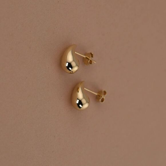 14k Real Gold Teardrop Earrings | Birthday Gift | Essential Fashion Jewelry | - Picture 8 of 11